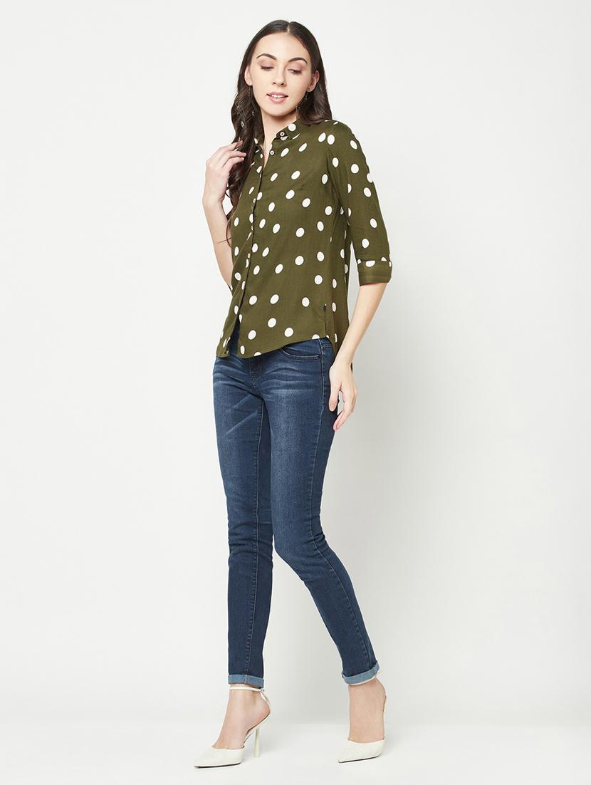 olive viscose regular shirt - 19820219 - Standard Image - 5