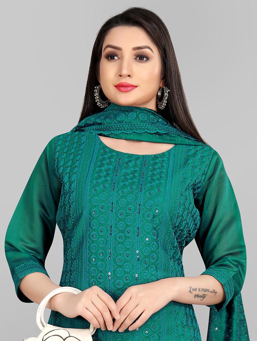 teal embroidered suit set - 19825384 - Standard Image - 3