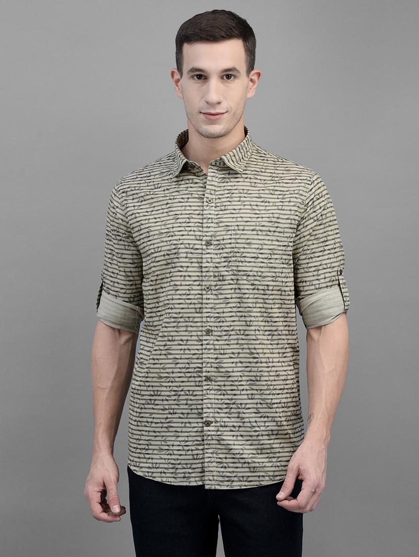 green cotton linen casual shirt - 19825415 - Zoom Image - 0