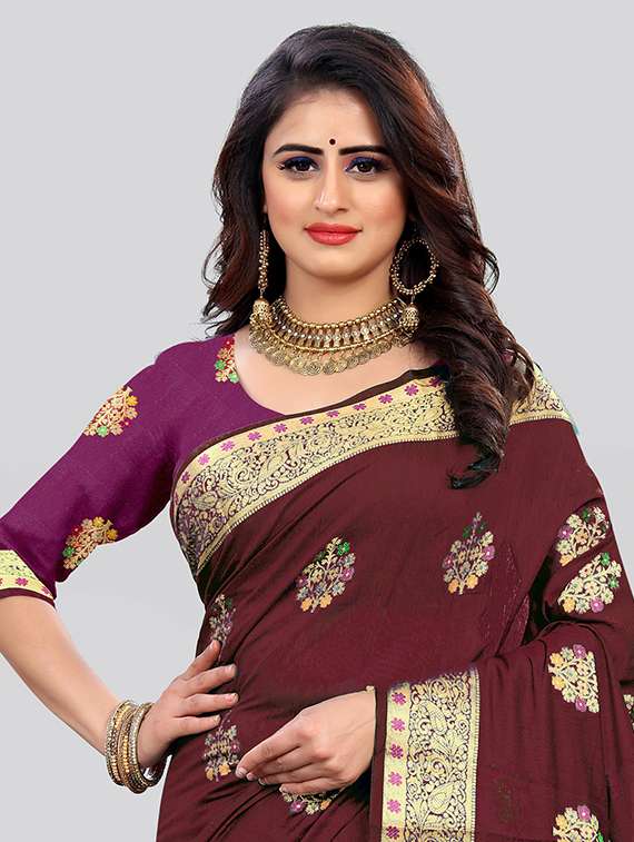 women's self design red colored saree - 19825486 -  Standard Image - 3