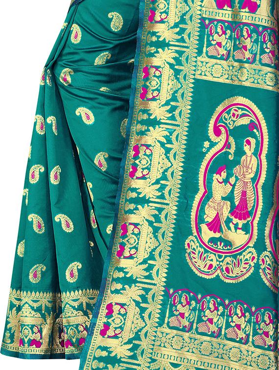 women's self design sea green colored saree - 19825509 - Standard Image - 3