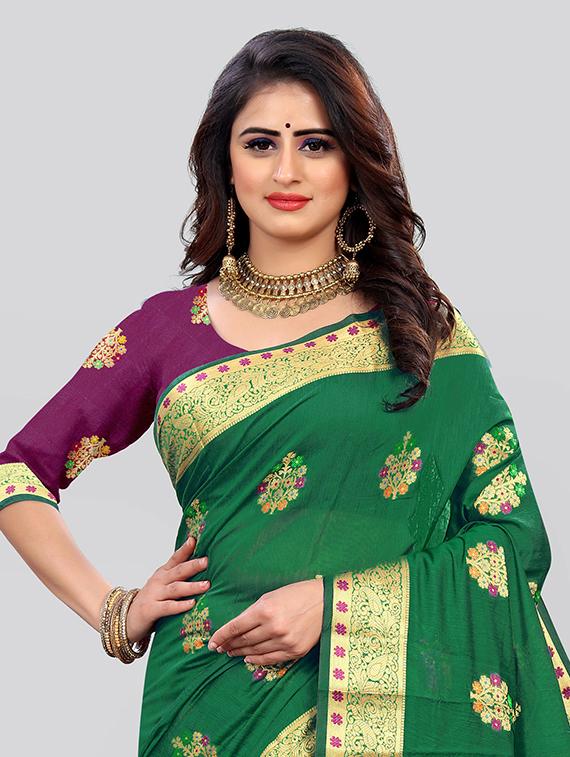 women's banarasi saree with blouse - 19825513 - Standard Image - 3