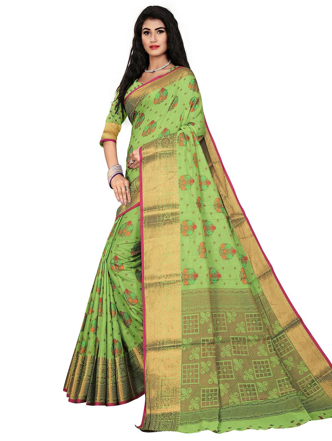 green self design woven saree with blouse - 19825519 - Zoom Image - 0