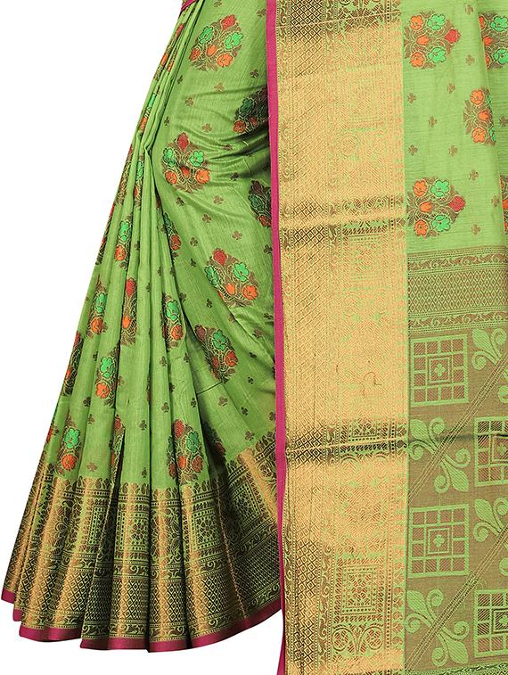 green self design woven saree with blouse - 19825519 - Standard Image - 3