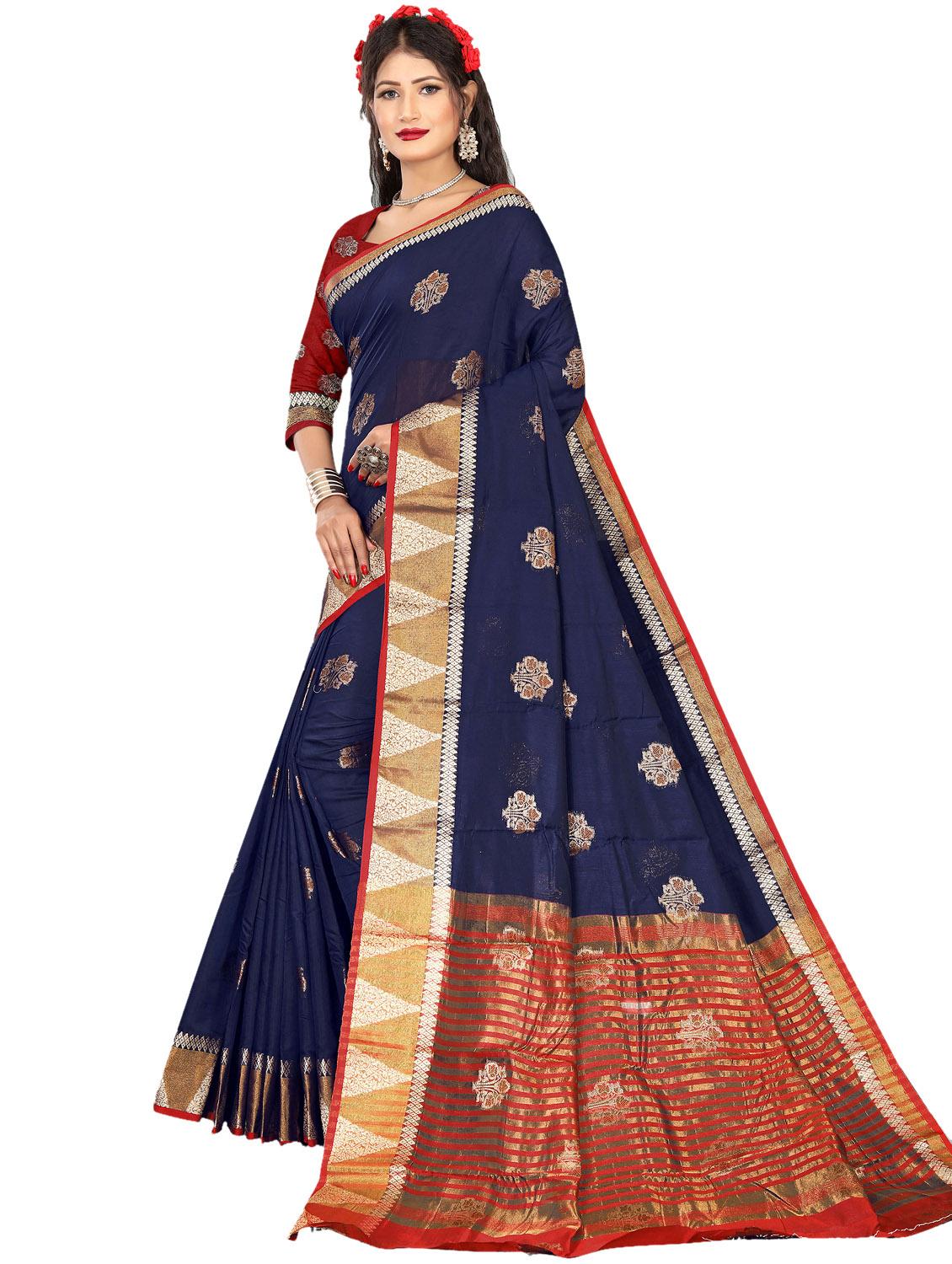 women's self design navy blue colored saree - 19825532 - Zoom Image - 0