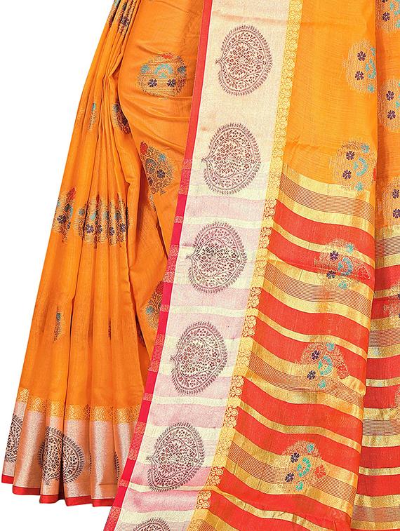 women's self design mustard colored saree with blouse - 19825554 - Standard Image - 3