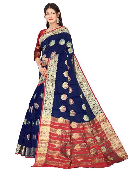 blue self design woven saree - 19825572 - Standard Image - 0