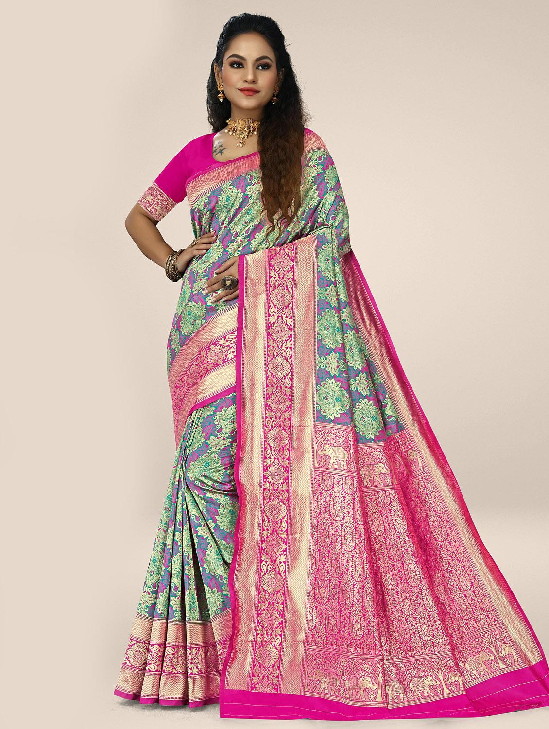 multi color self design woven saree with blouse - 19825577 - Zoom Image - 0