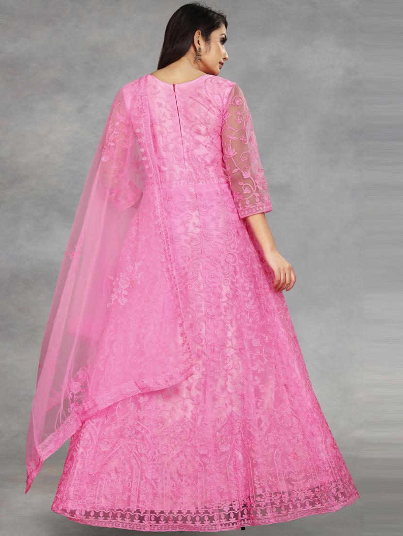 pink embroidered fit & flare gown - 19826069 - Standard Image - 3