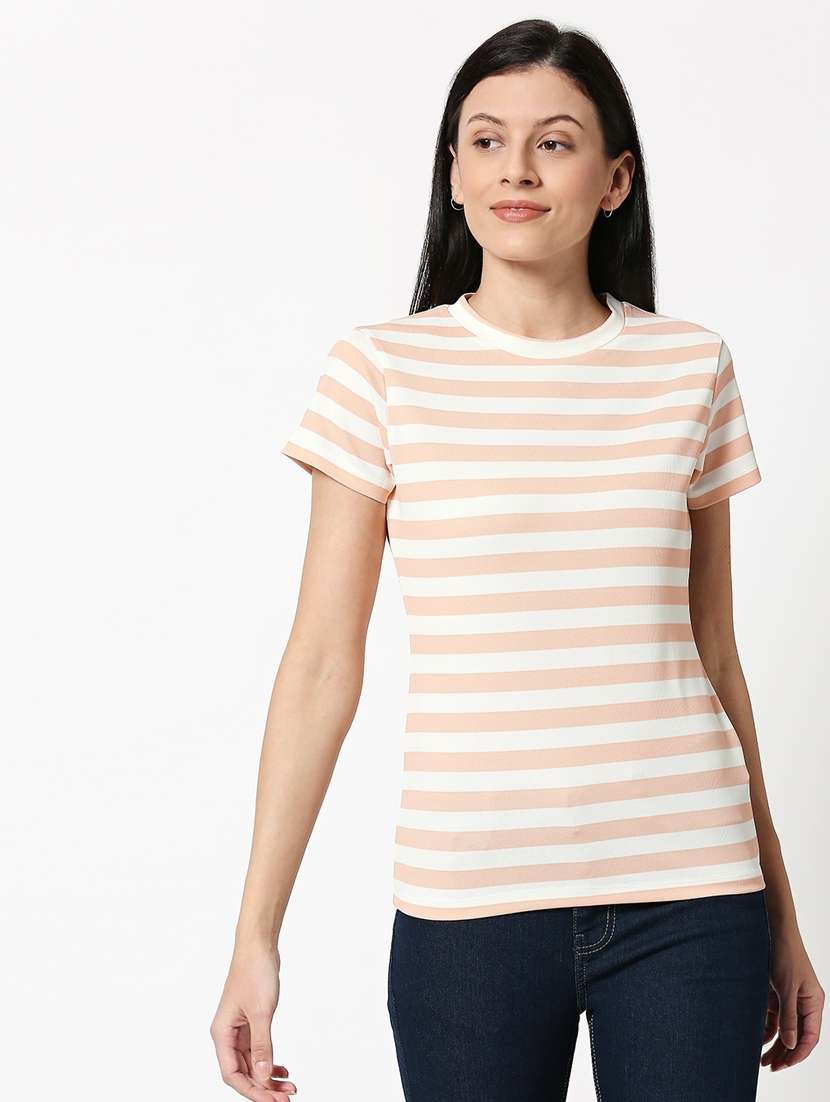 round neck striped regular tee - 19826186 - Zoom Image - 0