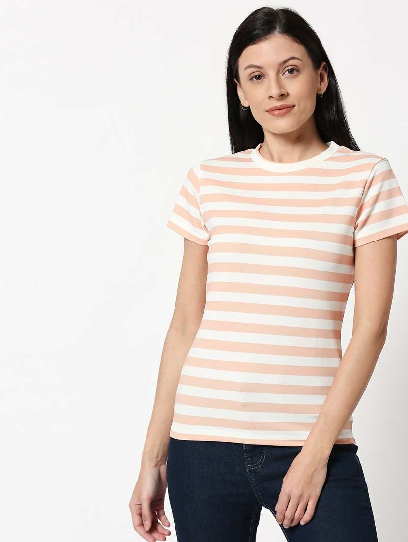 round neck striped regular tee - 19826186 - Standard Image - 3