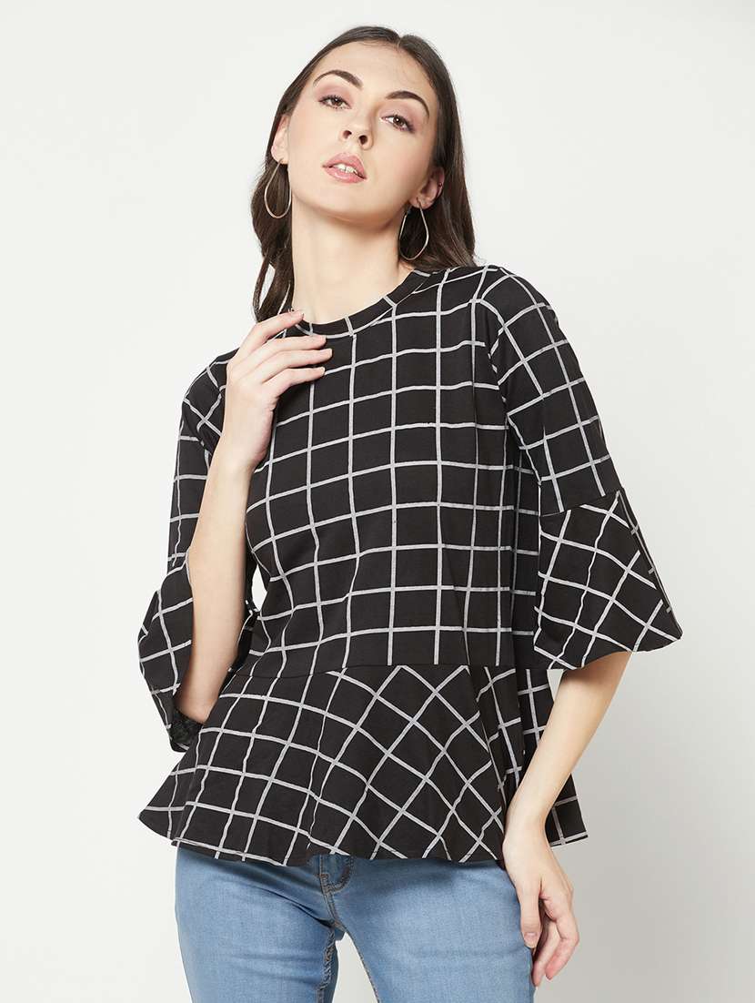 women's peplum crew neck top