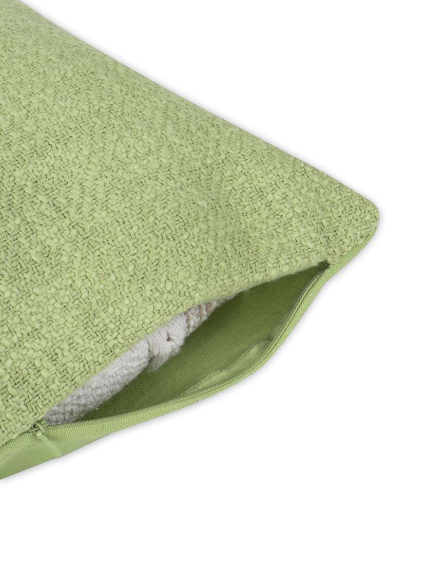 green cotton tweed weave cushion cover - 19831179 -  Standard Image - 5
