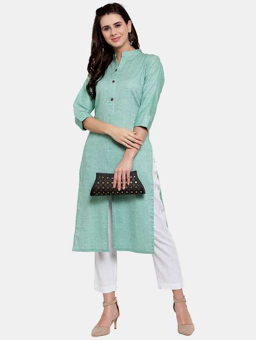 solid cotton straight kurta - 19832183 -  Standard Image - 0