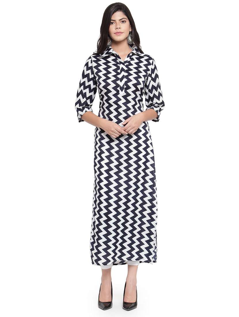 multi color chevron straight kurta - 19832276 - Standard Image - 3