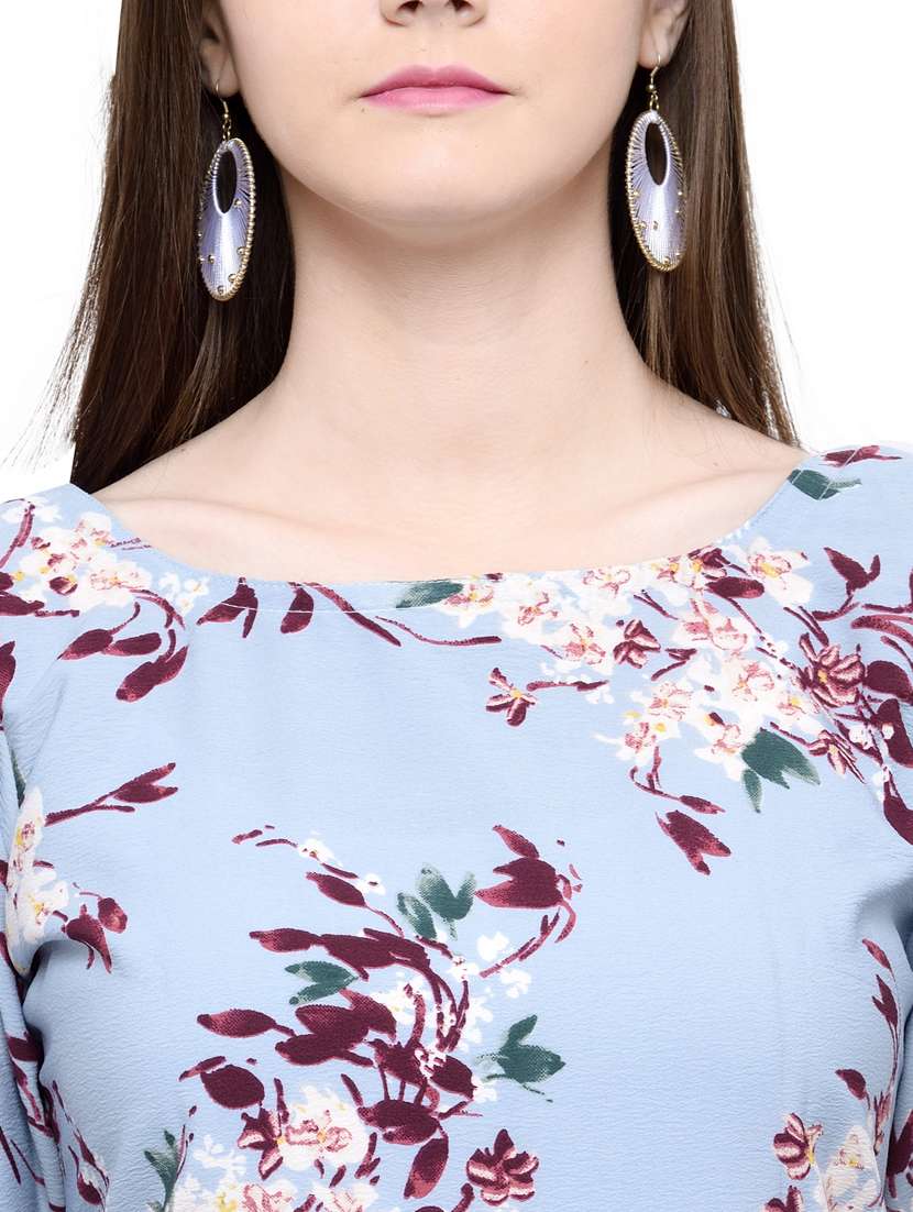 blue floral straight kurta - 19832312 -  Standard Image - 5