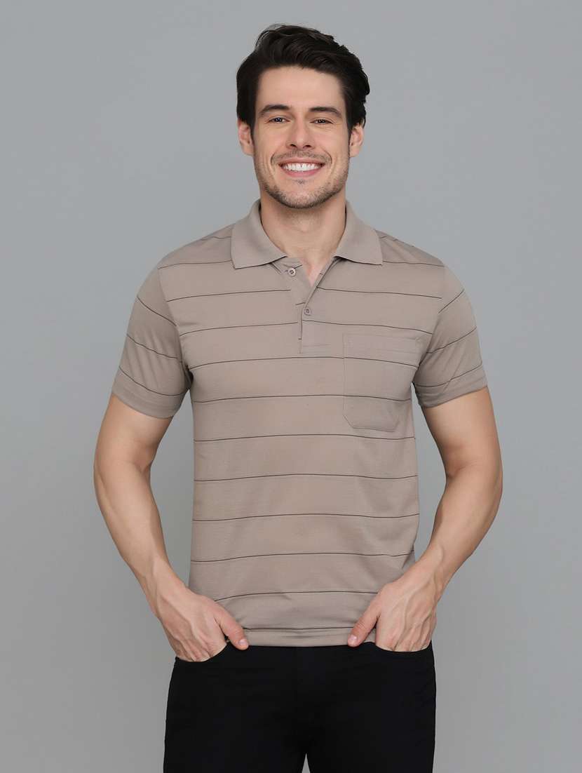 men striped cotton polo t-shirt - 19833909 -  Zoom Image - 0