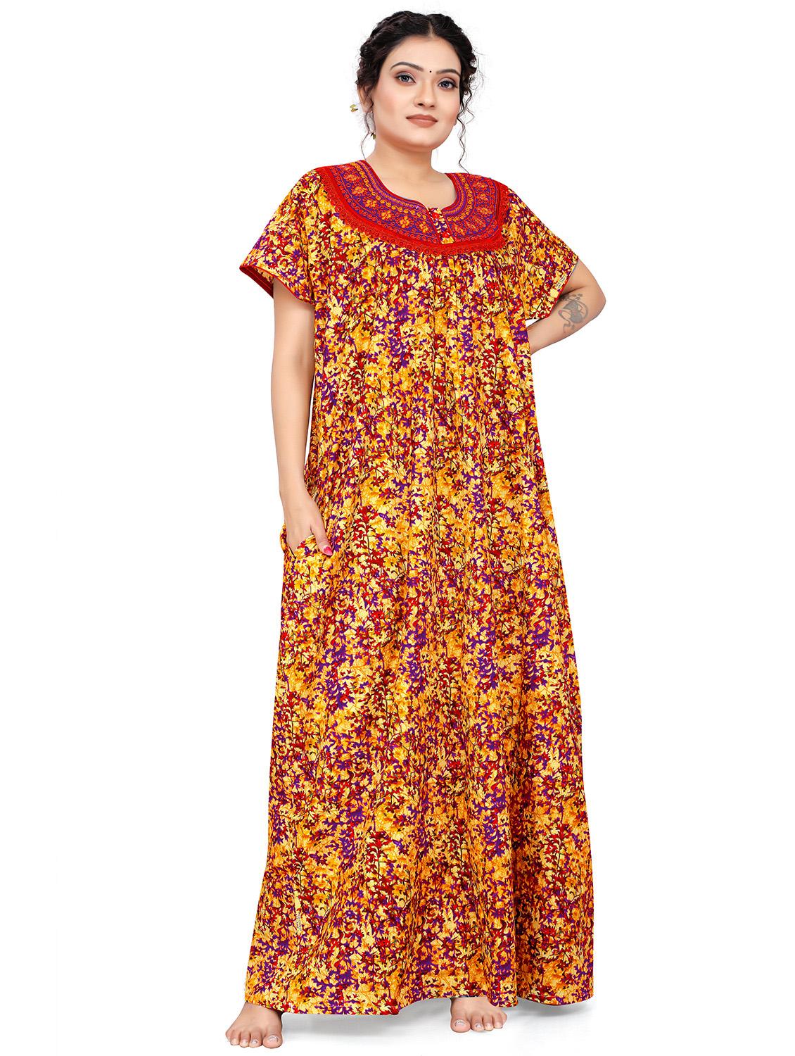 lace detail printed nighty - 19838515 - Zoom Image - 0