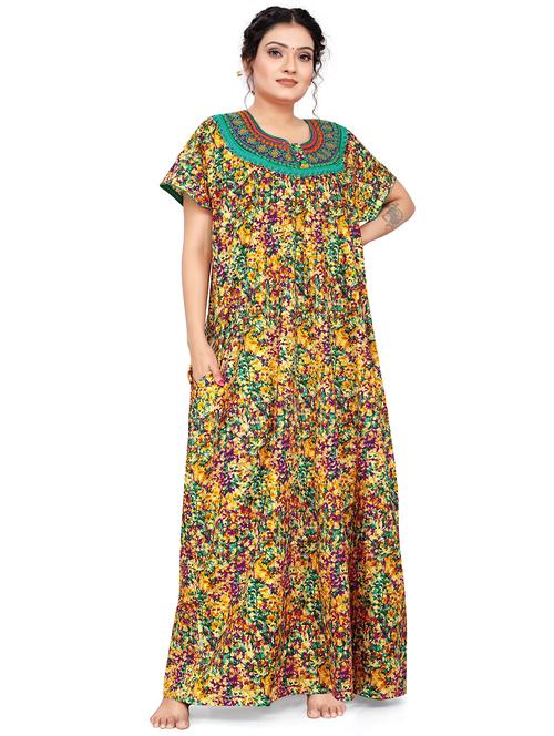women lace detail printed nighty - 19838516 - Standard Image - 0