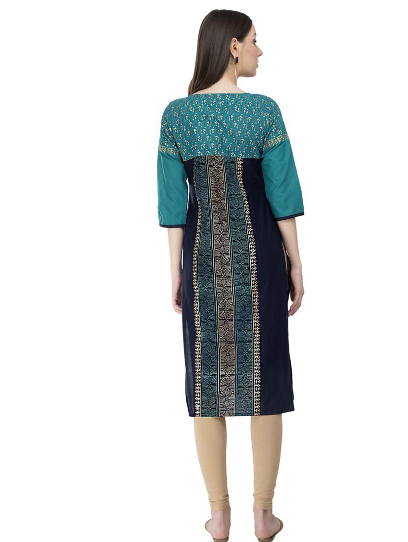 round neck self design straight kurta - 19839215 - Standard Image - 3
