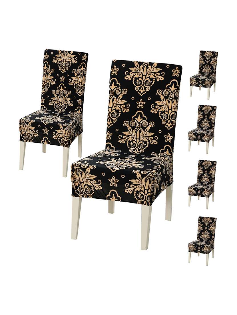 pack of 2 black printed chair cover