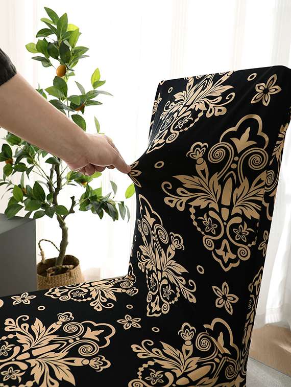 pack of 2 black printed chair cover - 19839408 -  Standard Image - 3