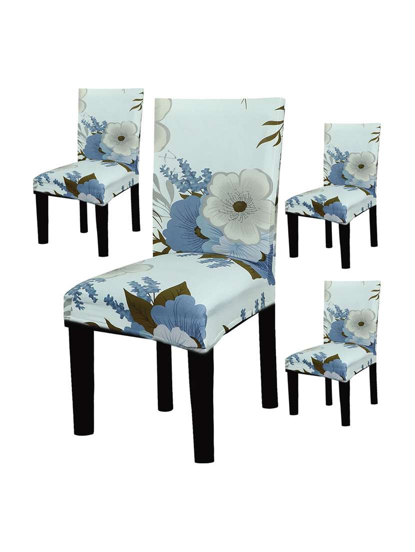 pack of 4 sea green printed chair cover