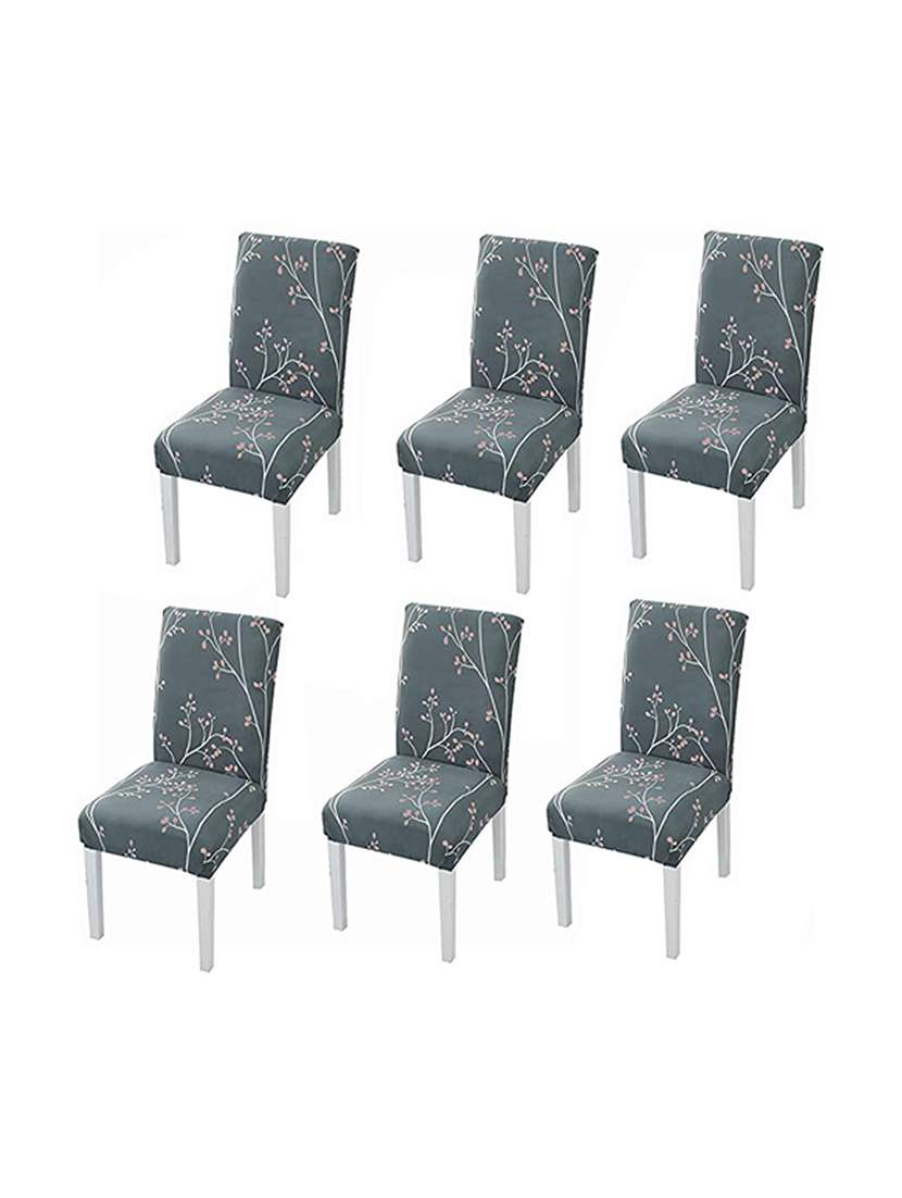 pack of 6 grey printed chair cover