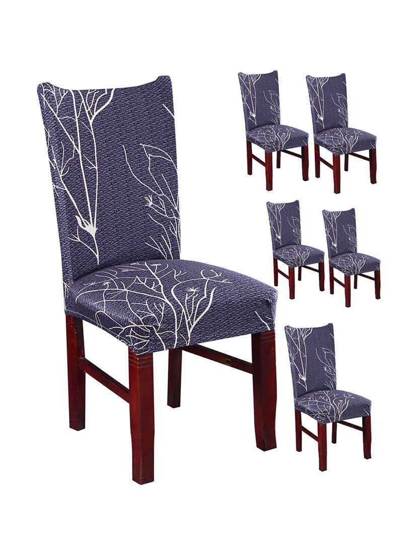 pack of 6 grey printed chair cover