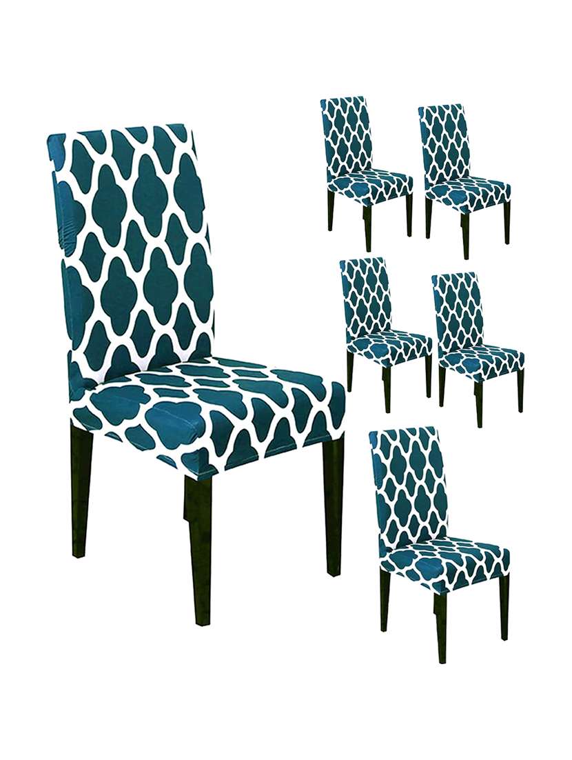 pack of 6 blue printed chair cover