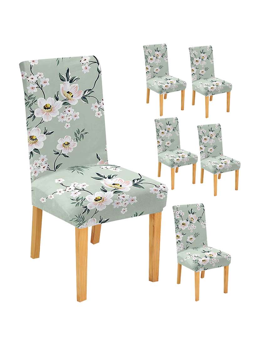 pack of 6 sea green printed chair cover