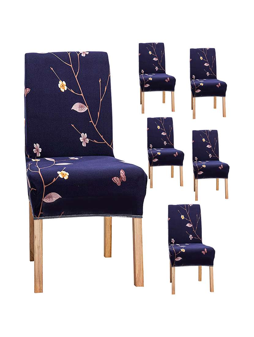 pack of 6 blue printed chair cover
