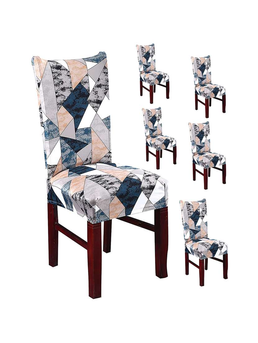 pack of 6 multi colored printed chair cover
