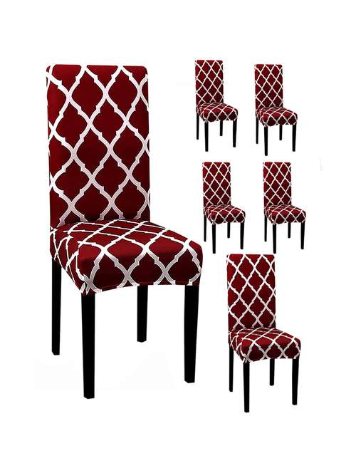pack of 6 red printed chair cover - 19839575 -  Standard Image - 0