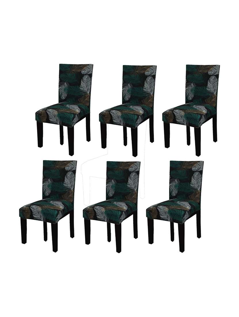 pack of 4 black printed chair cover