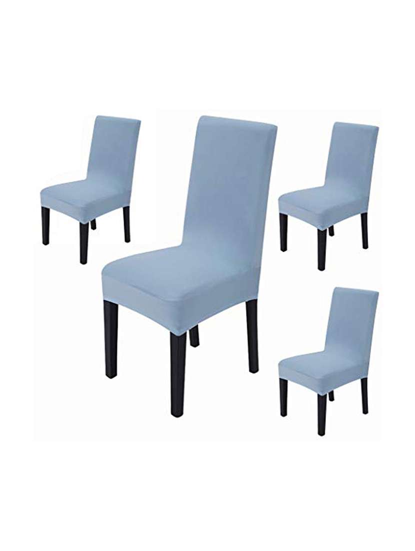 pack of 4 blue solid chair cover