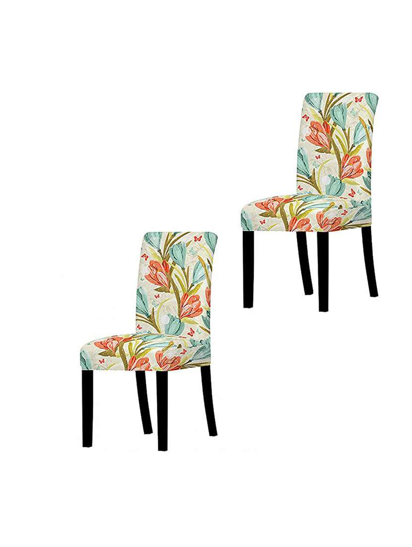 pack of 4 multi colored printed chair cover