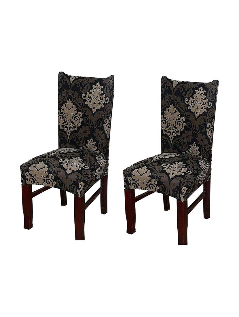 pack of 2 black printed chair cover