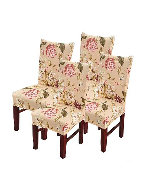 pack of 4 beige printed chair cover - 19839603 - Standard Image - 0
