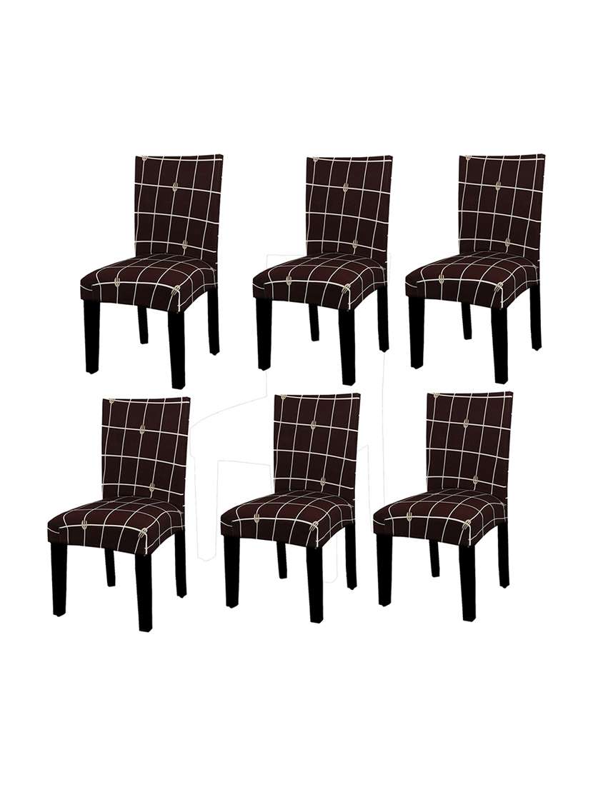 pack of 6 brown printed chair cover