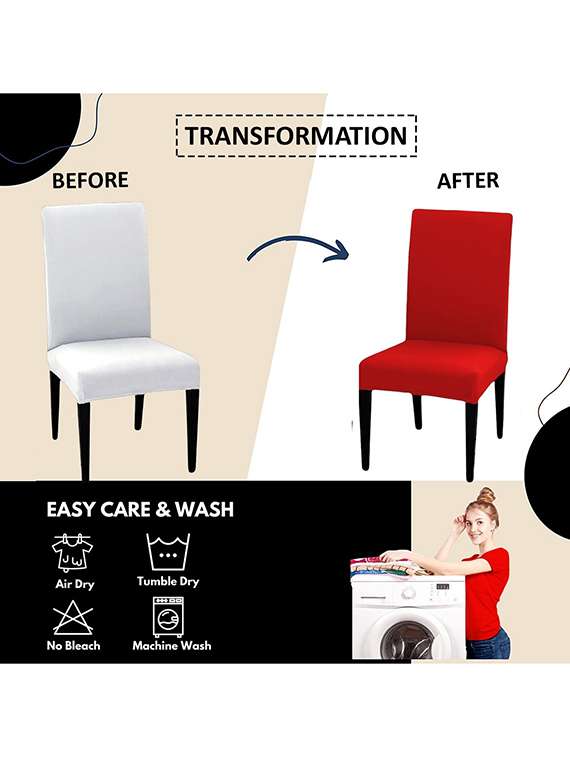 pack of 4 red solid chair cover - 19839621 -  Standard Image - 3