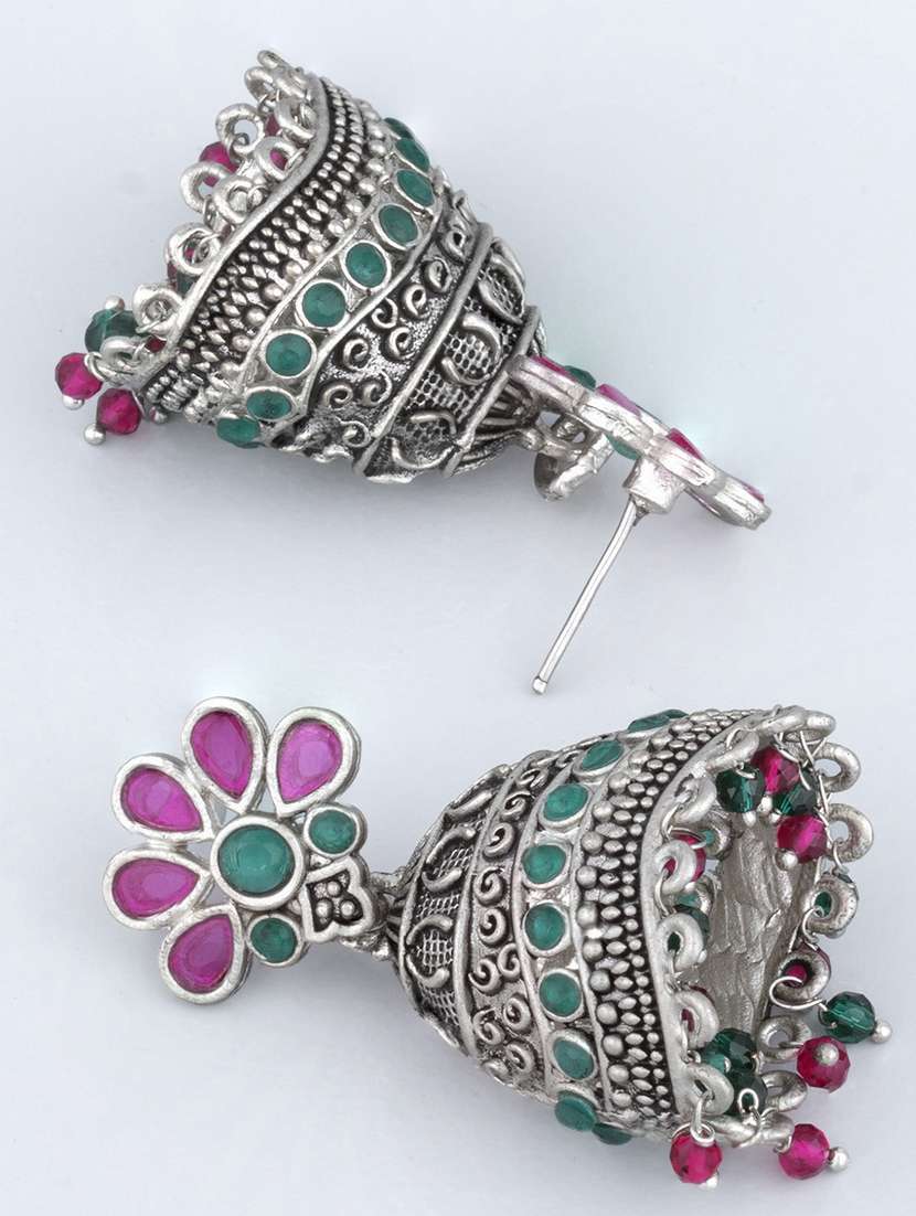 silver alloy jhumka earring - 19839894 -  Standard Image - 3