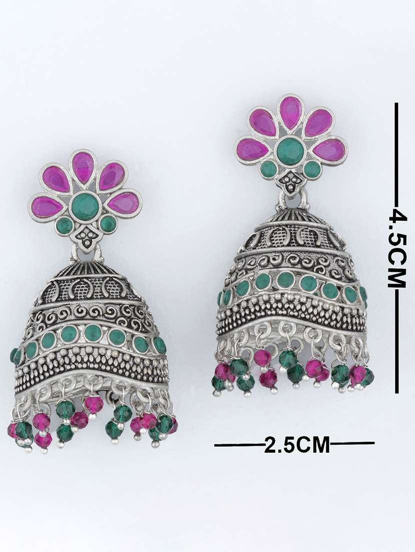 silver alloy jhumka earring - 19839894 -  Standard Image - 5