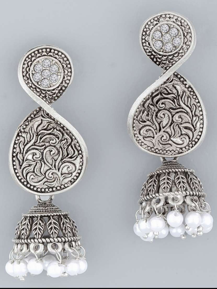 Silver Alloy Jhumka Earring
