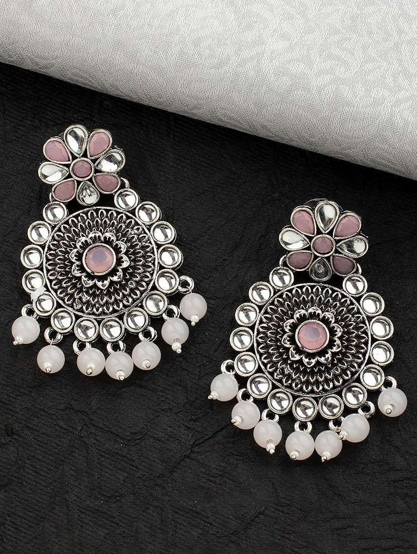 pink alloy chandballi earring