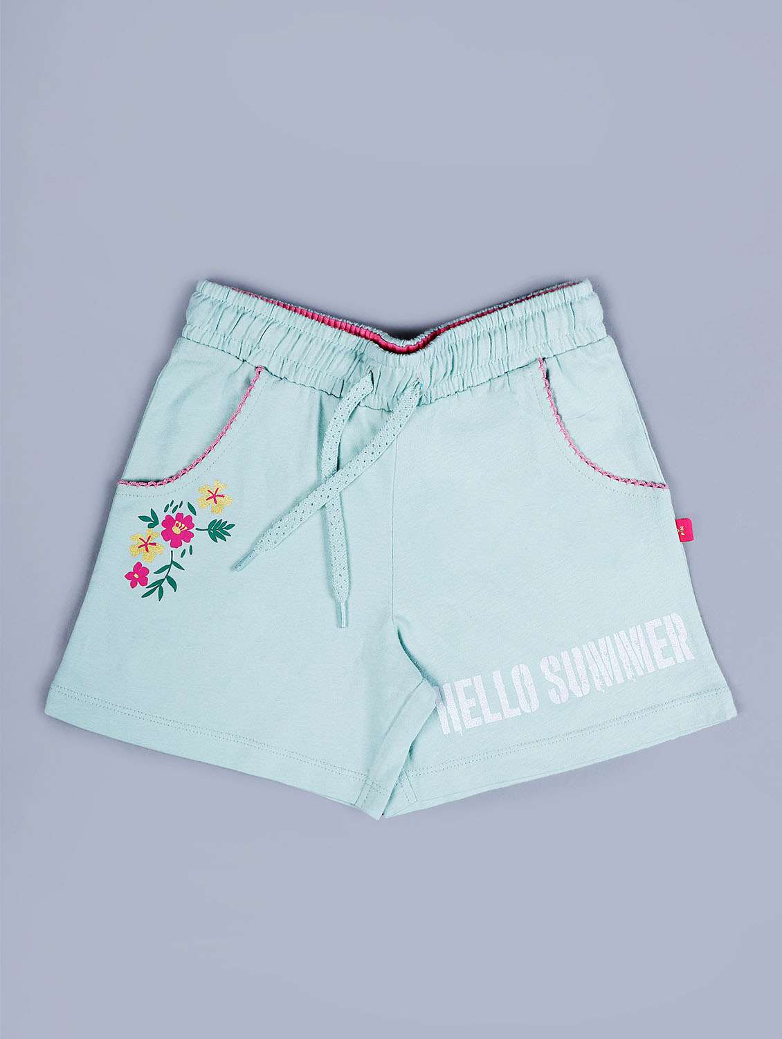 girls round neck typography printed shorts set - 19840814 -  Standard Image - 3