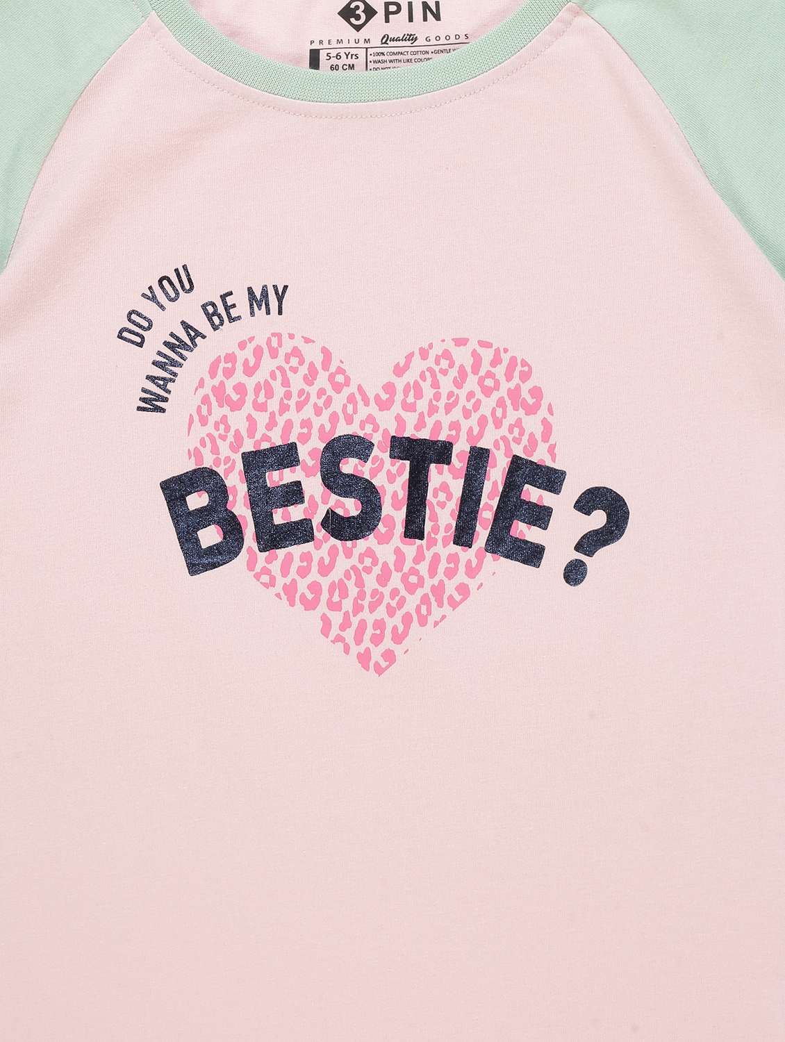 girls round neck typography printed shorts set - 19840814 -  Standard Image - 5