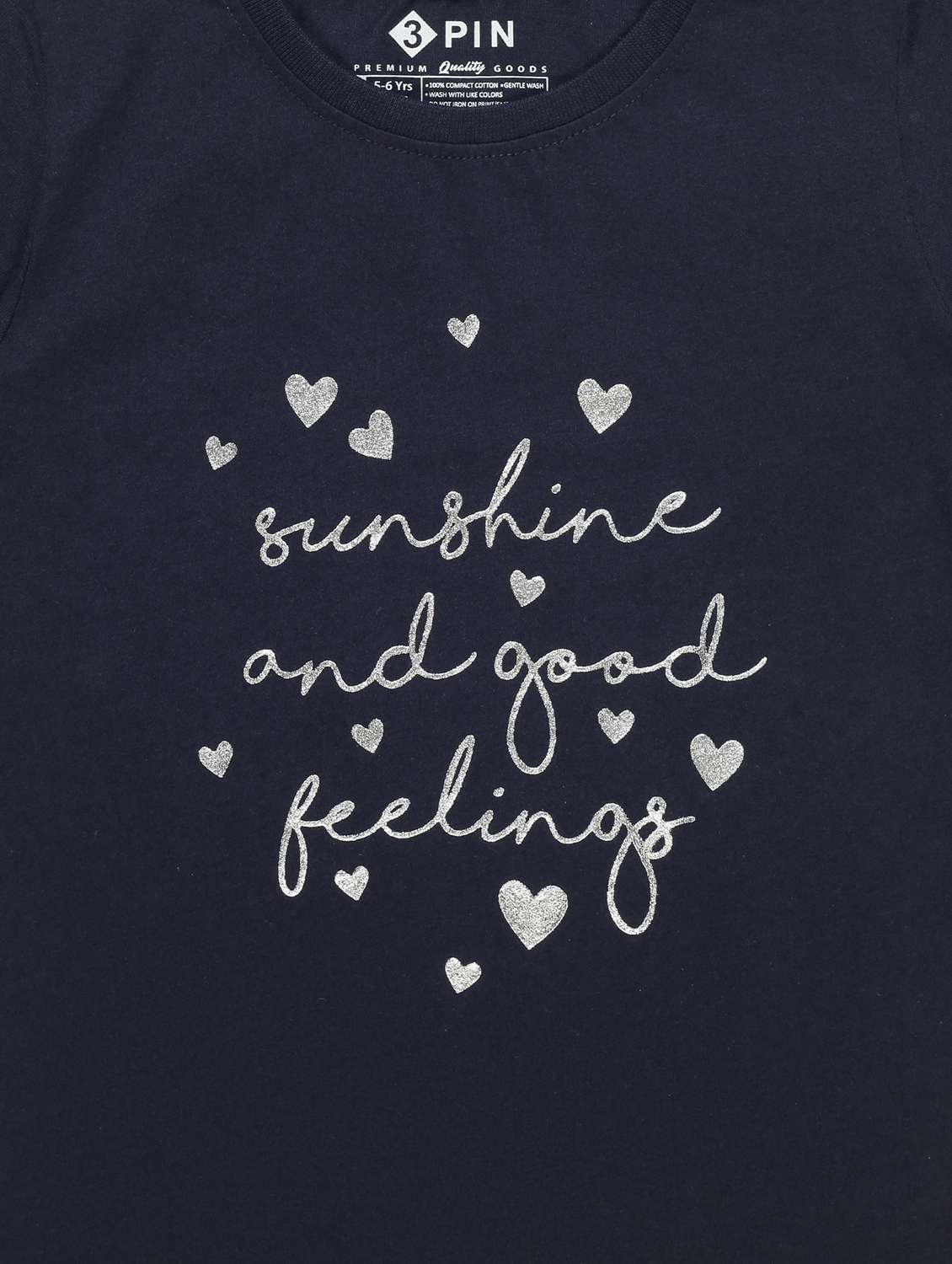 girls round neck typography printed shorts set - 19840817 -  Standard Image - 5