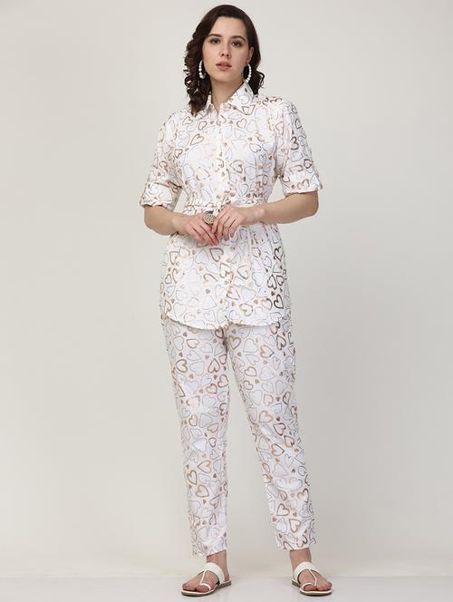 white printed top and trouser co-ord set - 19840827 - Standard Image - 0