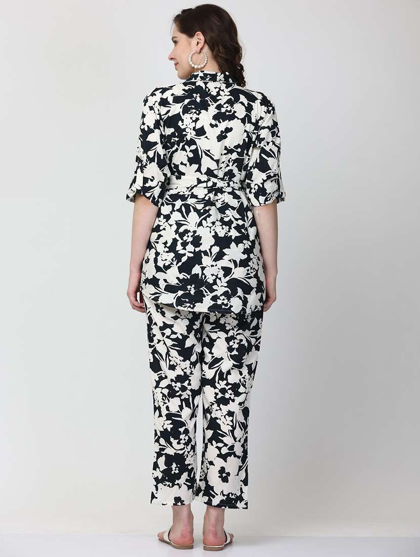 black floral print top and trouser co-ord set - 19840828 -  Standard Image - 3